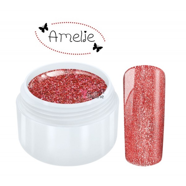 Gel UV Amelie color cu sclipici Mirror Chrome Red 5ml